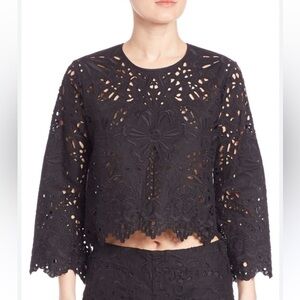 Theory BRIZABELA Black
Embroidered-Lace Linen Top, S,
$345.00